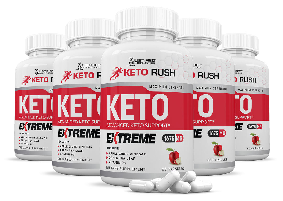 5 Bottles of Keto Rush ACV Extreme Pills 1675MG