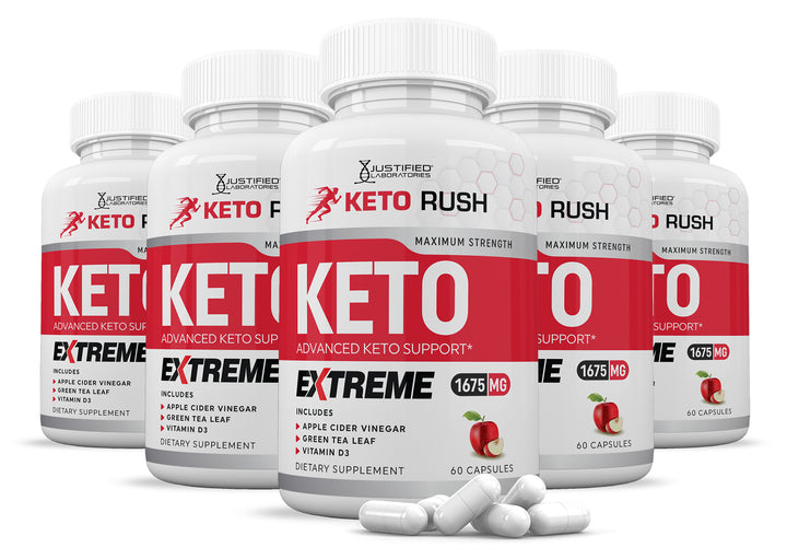 5 Bottles of Keto Rush ACV Extreme Pills 1675MG