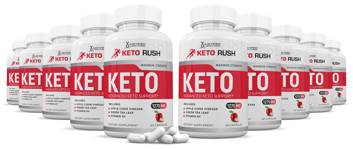 10 Bottles of Keto Rush ACV Pills 1275MG