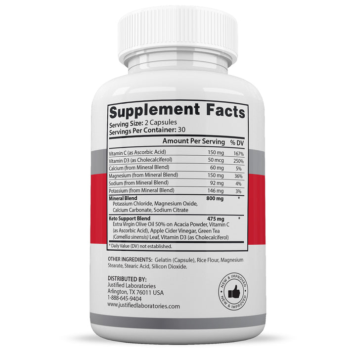 Supplement Facts of Keto Rush ACV Pills 1275MG
