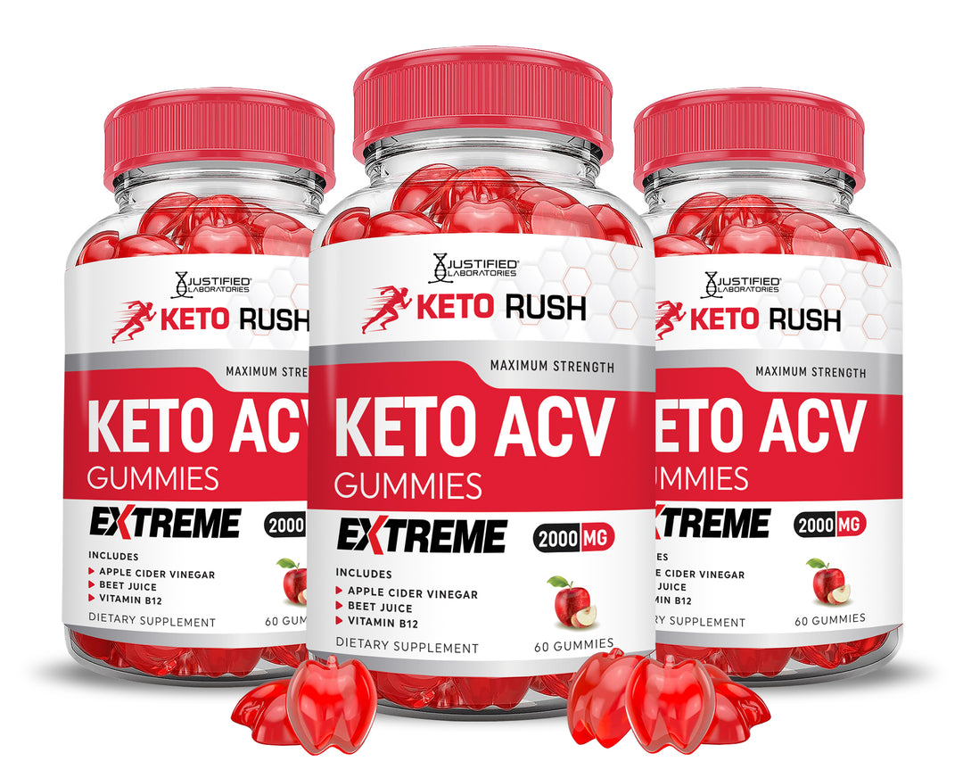 3 bottles Keto Rush ACV Gummies Extreme 2000mg