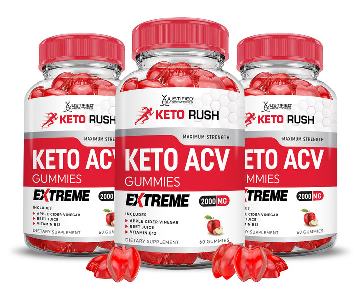 3 bottles Keto Rush ACV Gummies Extreme 2000mg