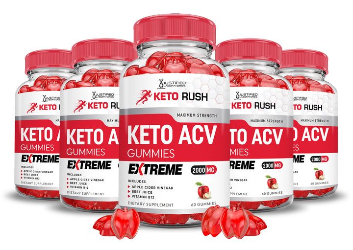 5 bottles Keto Rush ACV Gummies Extreme 2000mg