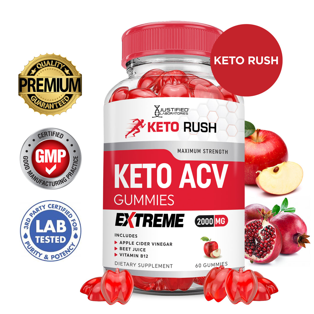 2 x Stronger Keto Rush ACV Gummies Extreme 2000mg