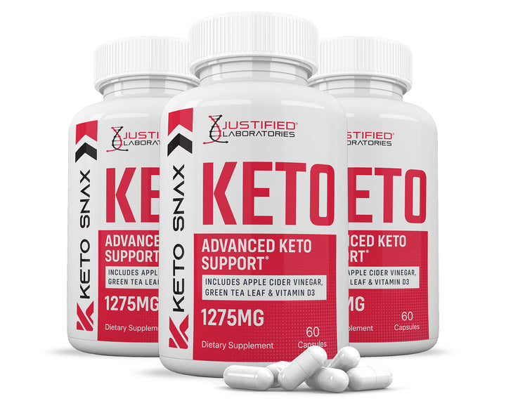 3 bottles of Keto Snax Keto ACV Pills 1275MG