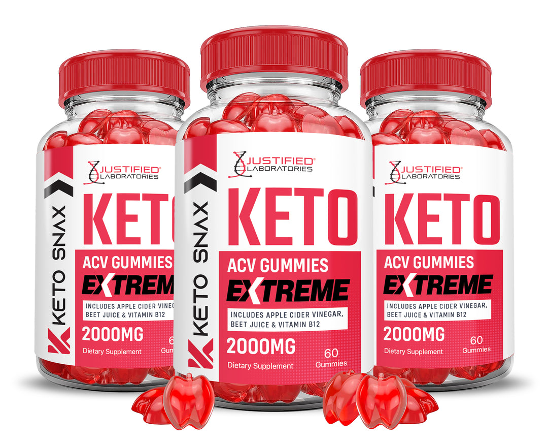 3 bottles Keto Snax Keto ACV Gummies Extreme 2000mg