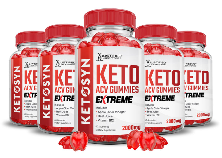 5 bottles Ketosyn Keto ACV Gummies Extreme 2000mg