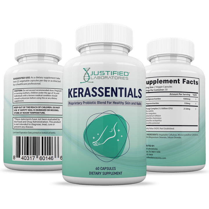 All sides of bottle of the Kerassentials 1.5 Billion CFU Pills
