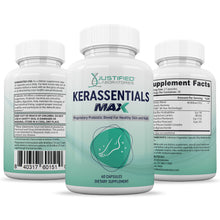 Load image into Gallery viewer, All sides of bottle of the 3 X Stronger Kerassentials Max 40 Billion CFU Pills