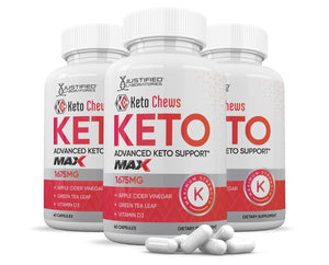 3 bottles of Keto Chews ACV Max Pills 1675MG