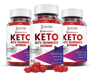 3 bottles of 2 x Stronger Extreme Ketonaire Keto ACV Gummies 2000mg
