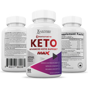 All sides of bottle of the Ketonaire Keto ACV Max Pills 1675MG