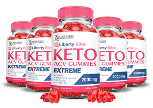 5 bottles Liberty Bites Keto ACV Gummies Extreme 2000mg