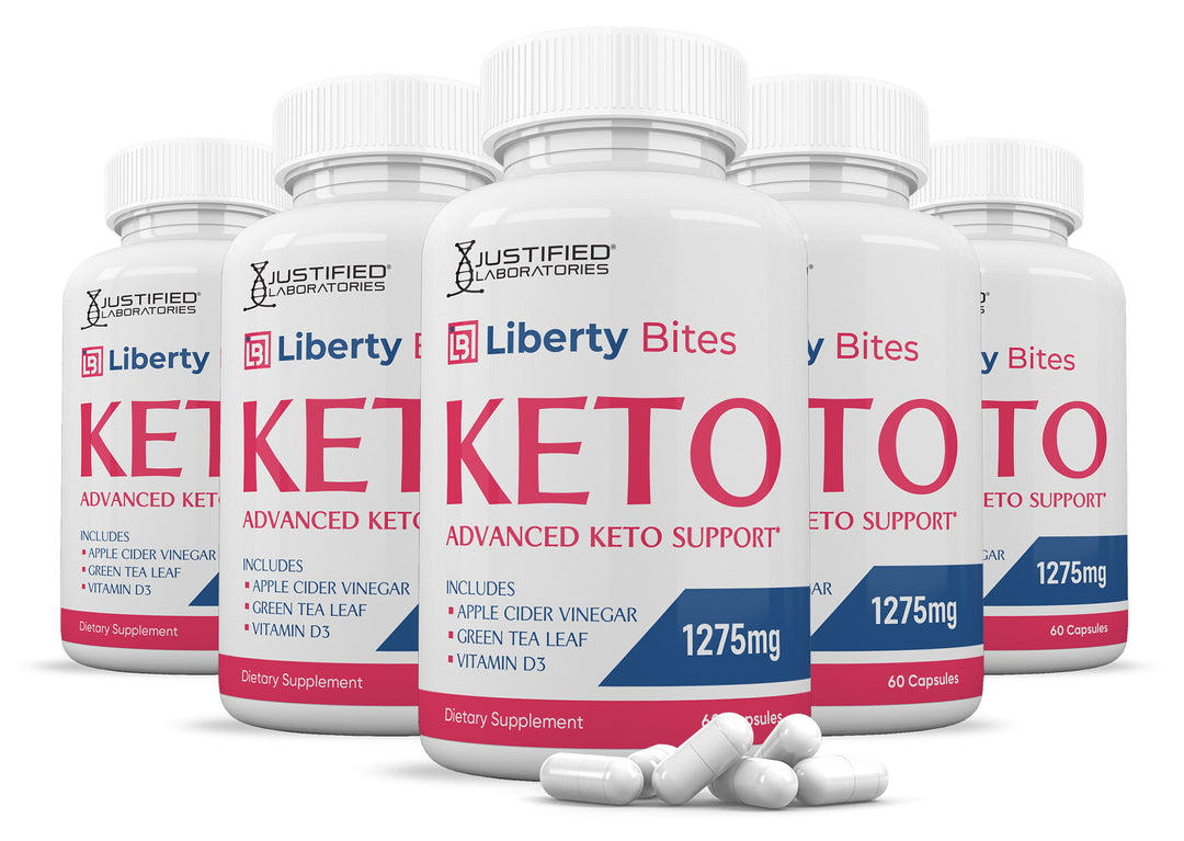 5 Bottles of Liberty Bites Keto ACV Pills 1275MG