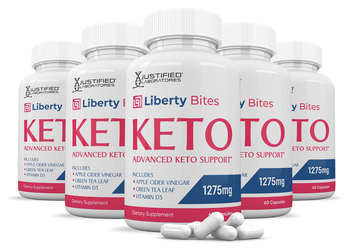 5 Bottles of Liberty Bites Keto ACV Pills 1275MG