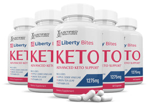 5 Bottles of Liberty Bites Keto ACV Pills 1275MG