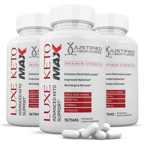3 bottles of Luxe Keto ACV Max Pills 1675MG
