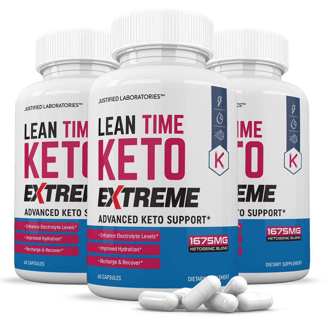 3 Bottles of Lean Time Keto ACV Extreme Pills 1675MG