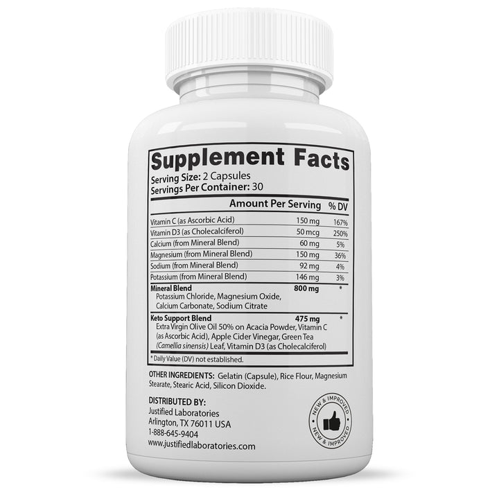 Supplement facts of Lifetime Keto ACV Pills 1275MG