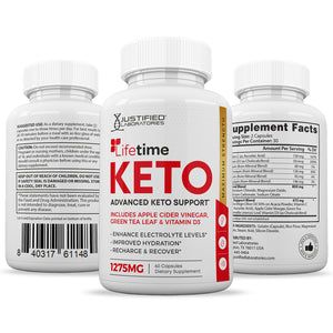All sides of bottle of the Lifetime Keto ACV Pills 1275MG