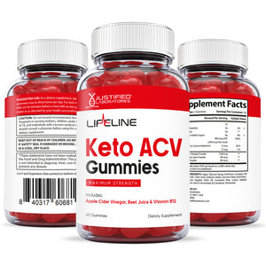all sides of the bottle of Lifeline Keto ACV Gummies