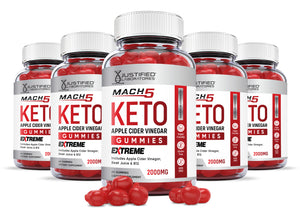 5 bottles of 2 x Stronger Mach 5 Extreme Keto ACV Gummies 2000mg