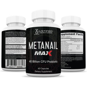 All sides of bottle of the 3 X Stronger Metanail Max 40 Billion CFU Pills