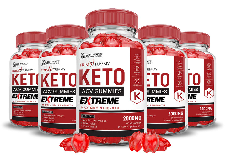 5 bottles Trim Tummy Keto ACV Gummies Extreme 2000mg