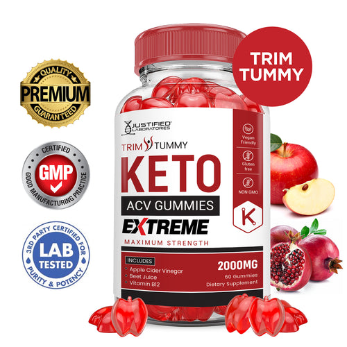 2 x Stronger Trim Tummy Keto ACV Gummies Extreme 2000mg