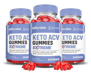 3 bottles Microbio Keto ACV Gummies Extreme 2000mg