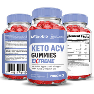 3 Sided of Bottle of Microbio Keto ACV Gummies Extreme 2000mg