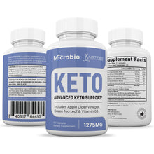 Load image into Gallery viewer, 3 sides of bottle of Microbio Keto ACV Pills 1275MG