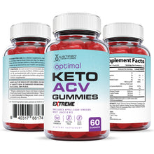 Load image into Gallery viewer, All sides of the bottle of the 2 x Stronger Extreme Optimal Keto ACV Gummies 2000mg