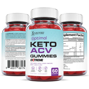 All sides of the bottle of the 2 x Stronger Extreme Optimal Keto ACV Gummies 2000mg