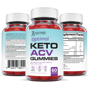 All sides of Optimal Keto ACV Gummies 1000MG