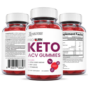 all sides of the bottle of Pro Burn Keto ACV Gummies