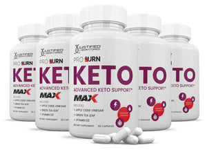 5 bottles of Pro Burn Keto ACV Max Pills 1675MG