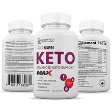 Load image into Gallery viewer, All sides of bottle of the Pro Burn Keto ACV Max Pills 1675MG