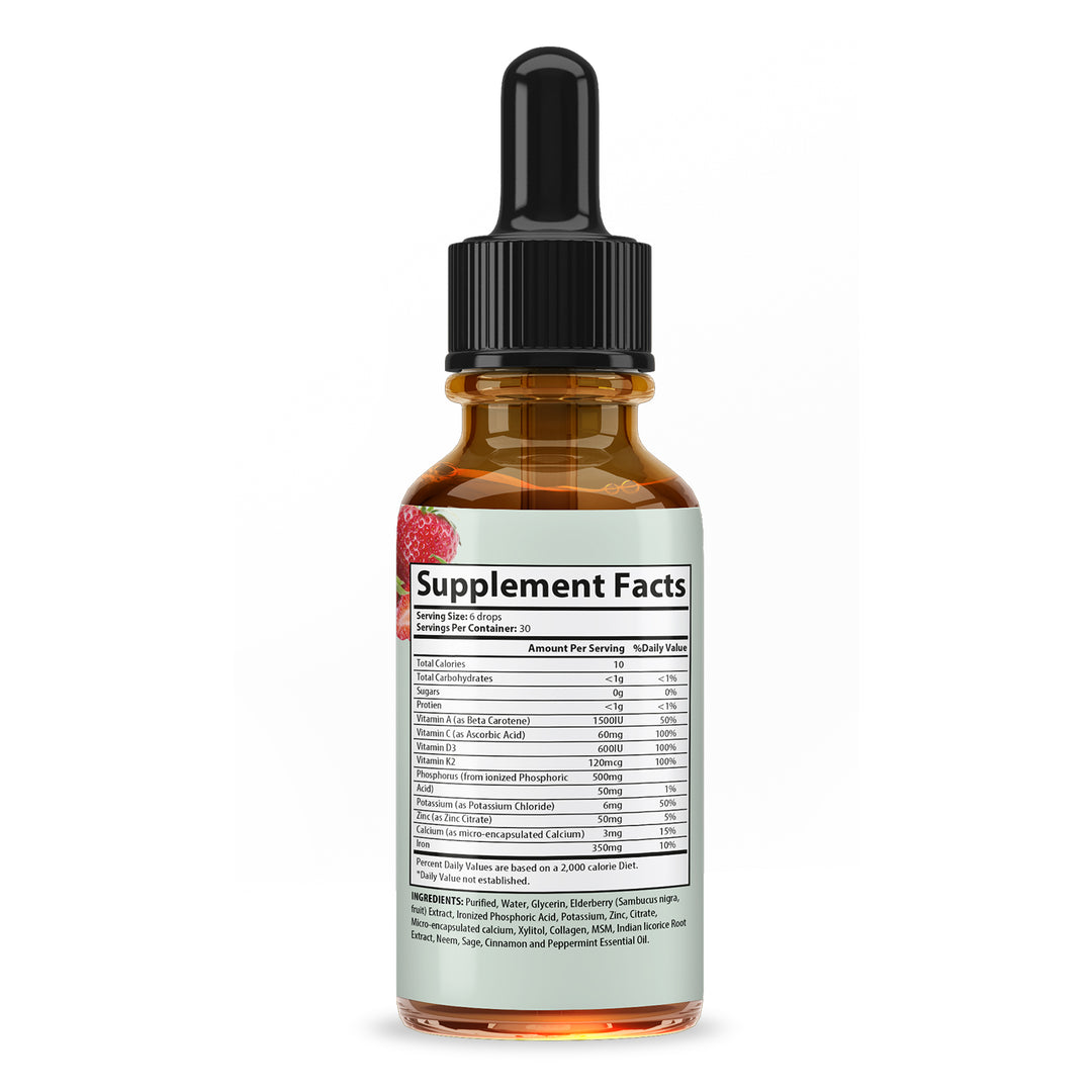 Supplement facts of Prodentim Dental Drops For Teeth & Gums