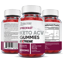 Load image into Gallery viewer, All sides of bottle of the 2 x Stronger ProFast Keto ACV Gummies Extreme 2000mg