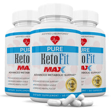 Load image into Gallery viewer, 3 bottles of Pure Keto Fit Max 1200MG Keto Pills Advanced BHB Ketogenic Supplement Exogenous Ketones Ketosis for Men Women 60 Capsules 1 Bottle