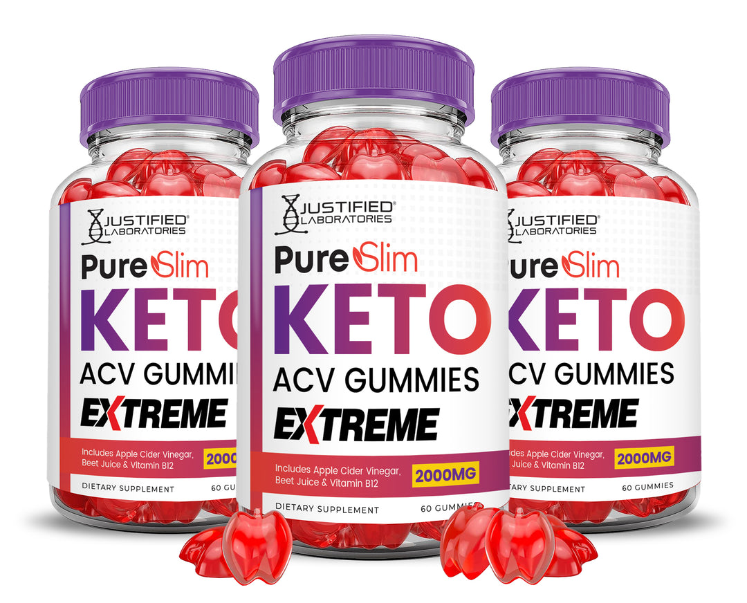 3 bottles Pure Slim Keto ACV Gummies Extreme 2000mg