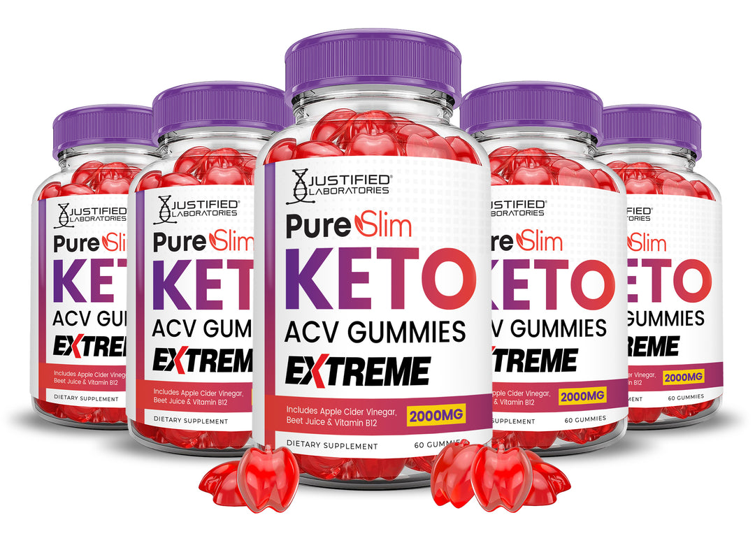 5 bottles Pure Slim Keto ACV Gummies Extreme 2000mg