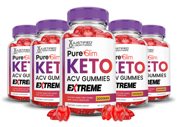 5 bottles Pure Slim Keto ACV Gummies Extreme 2000mg
