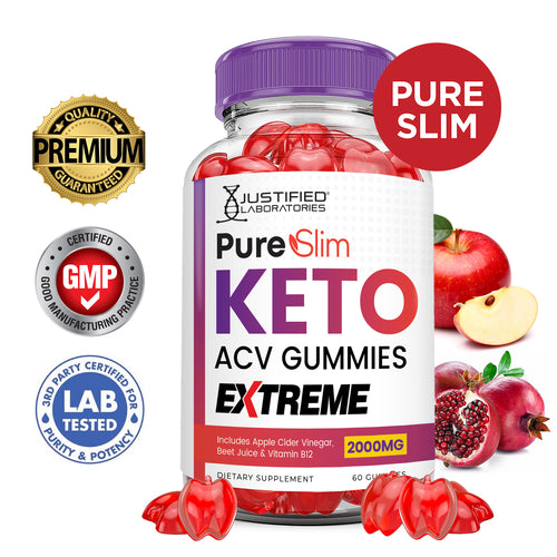 2 x Stronger Pure Slim Keto ACV Gummies Extreme 2000mg