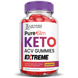 2 x Stronger Pure Slim Keto ACV Gummies Extreme 2000mg