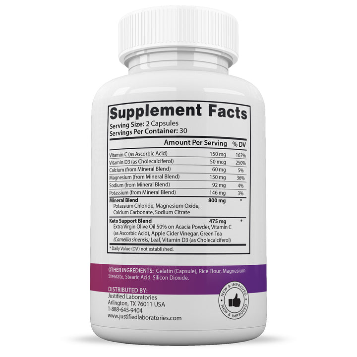 supplement facts of Pure Slim Keto ACV Pills 1275MG