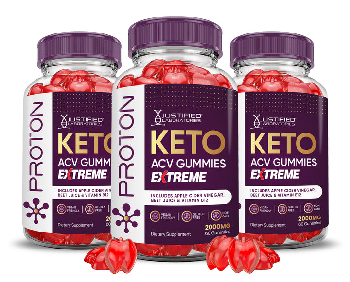3 bottles Proton Keto ACV Gummies Extreme 2000mg