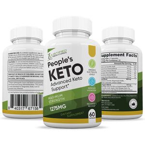 All sides of bottle of the Peoples Keto ACV Pills 1275MG