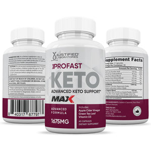 All sides of bottle of the ProFast Keto ACV Max Pills 1675MG